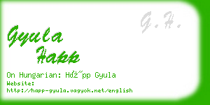 gyula happ business card